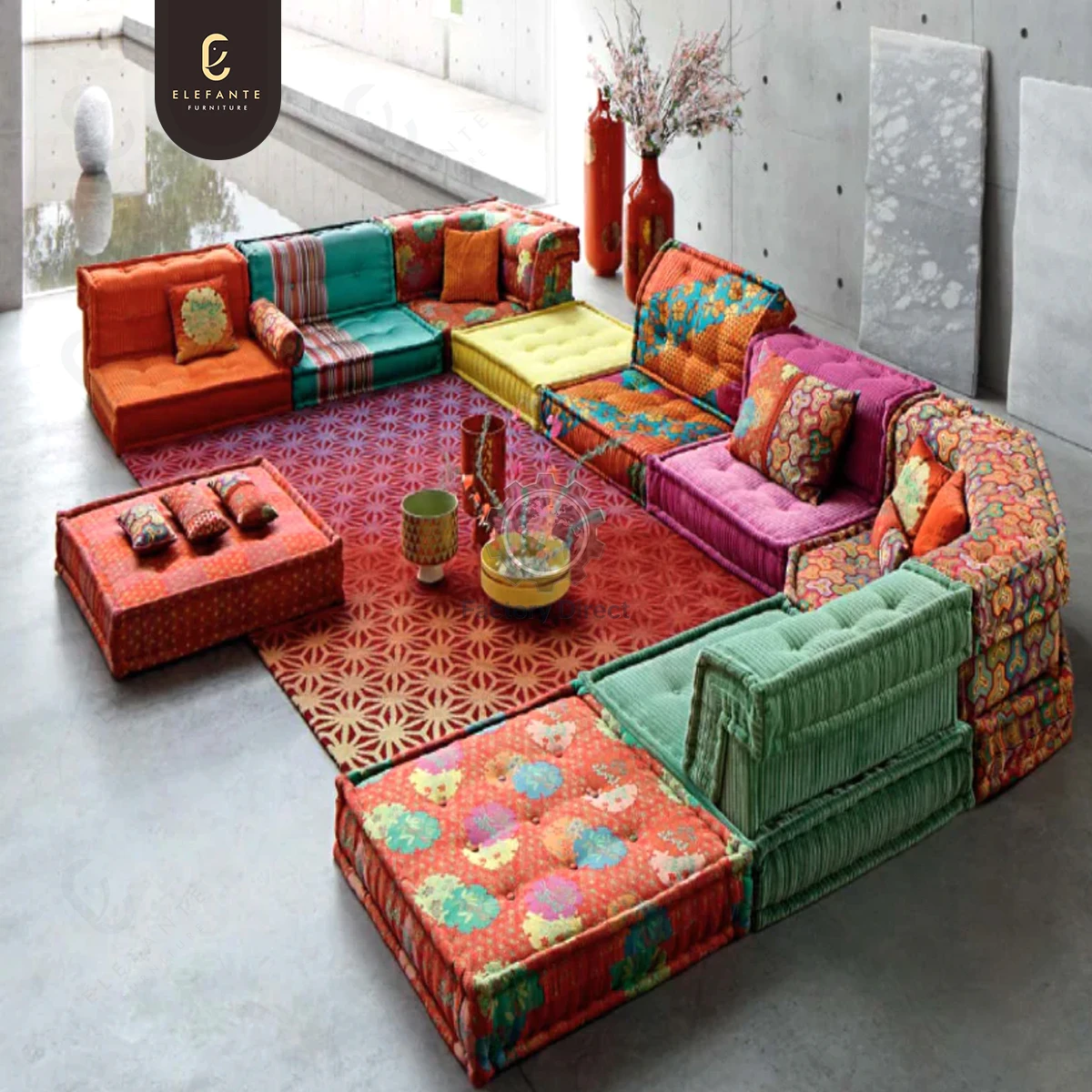 

Customized Modern Colorful Modular Couch European Unique Design Chesterfield Sectional Sofa Bed for Living Room Mahjong Sofa Set