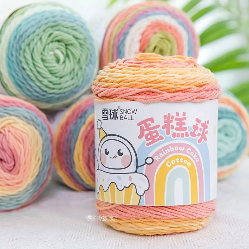 100g 5-strand Milk Cotton Yarn Segment Dyed Rainbow Cotton Hand Woven Wool Scarf Pillow Blanket Material Wool Yarn