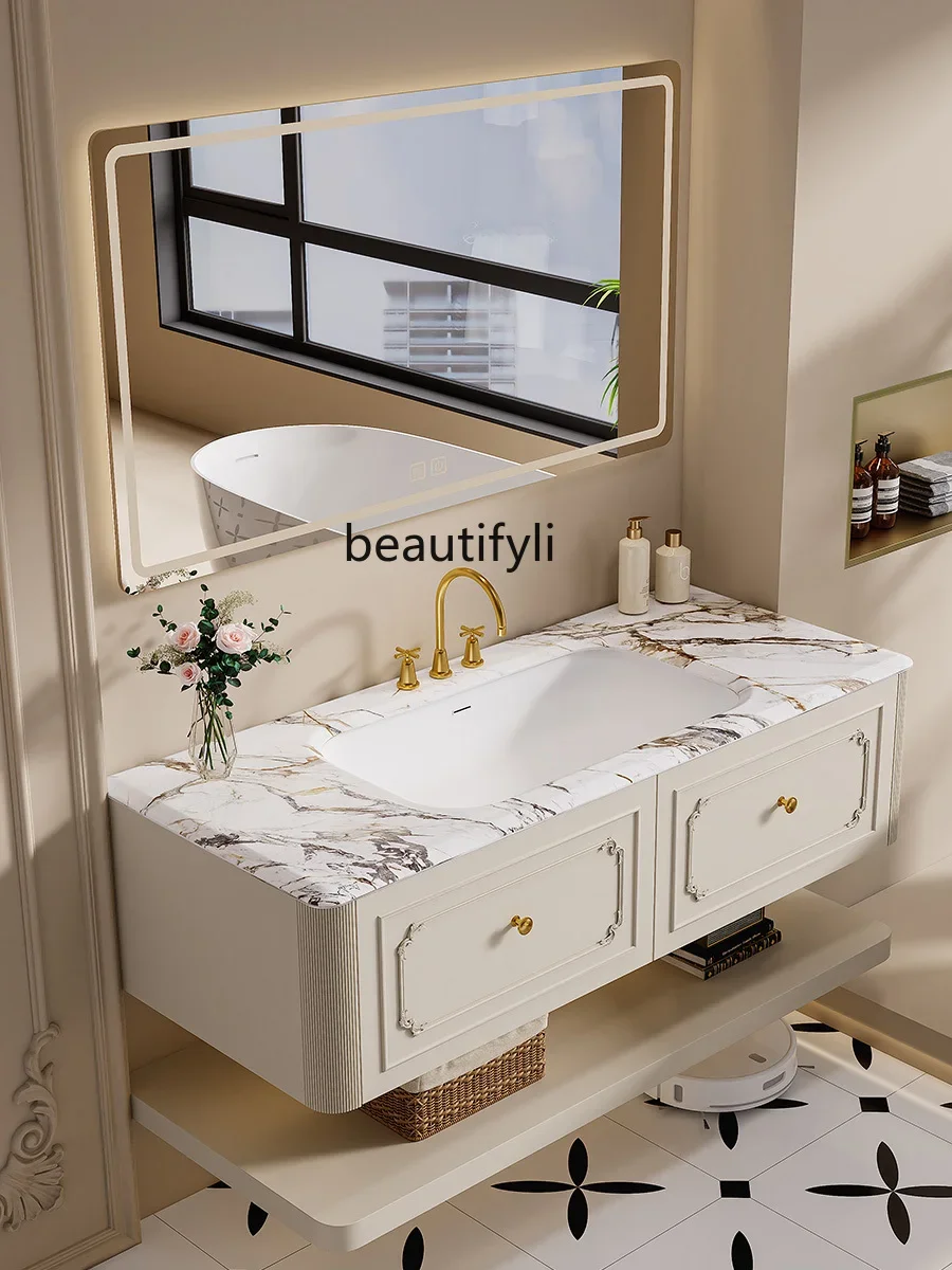 Ceramic Drop-in Sink Hanging Smart Bathroom Cabinet Combination Bathroom Table