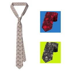 Funny skull print tie unisex casual 8cm creative novelty tie men's fashion unique accessories wedding party business tie
