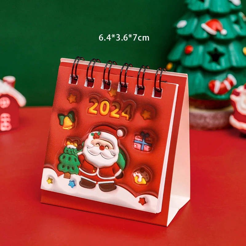 2024 Mini Cute Desk Calendar Christmas Cartoon Calendar Creative Weekly Planner Office Desktop Decoration Ornament Dropship