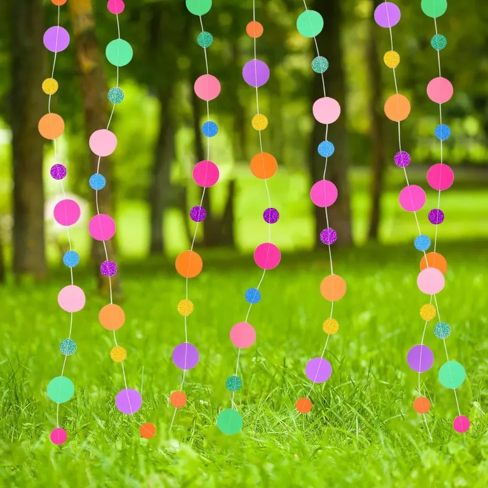 Bunte Kreis-Girlande Banner Geburtstagsparty Hochzeitsfeier Zubehör Hängende Papier-Punkt-Dekorationen für Klassenzimmer – Detail 3
