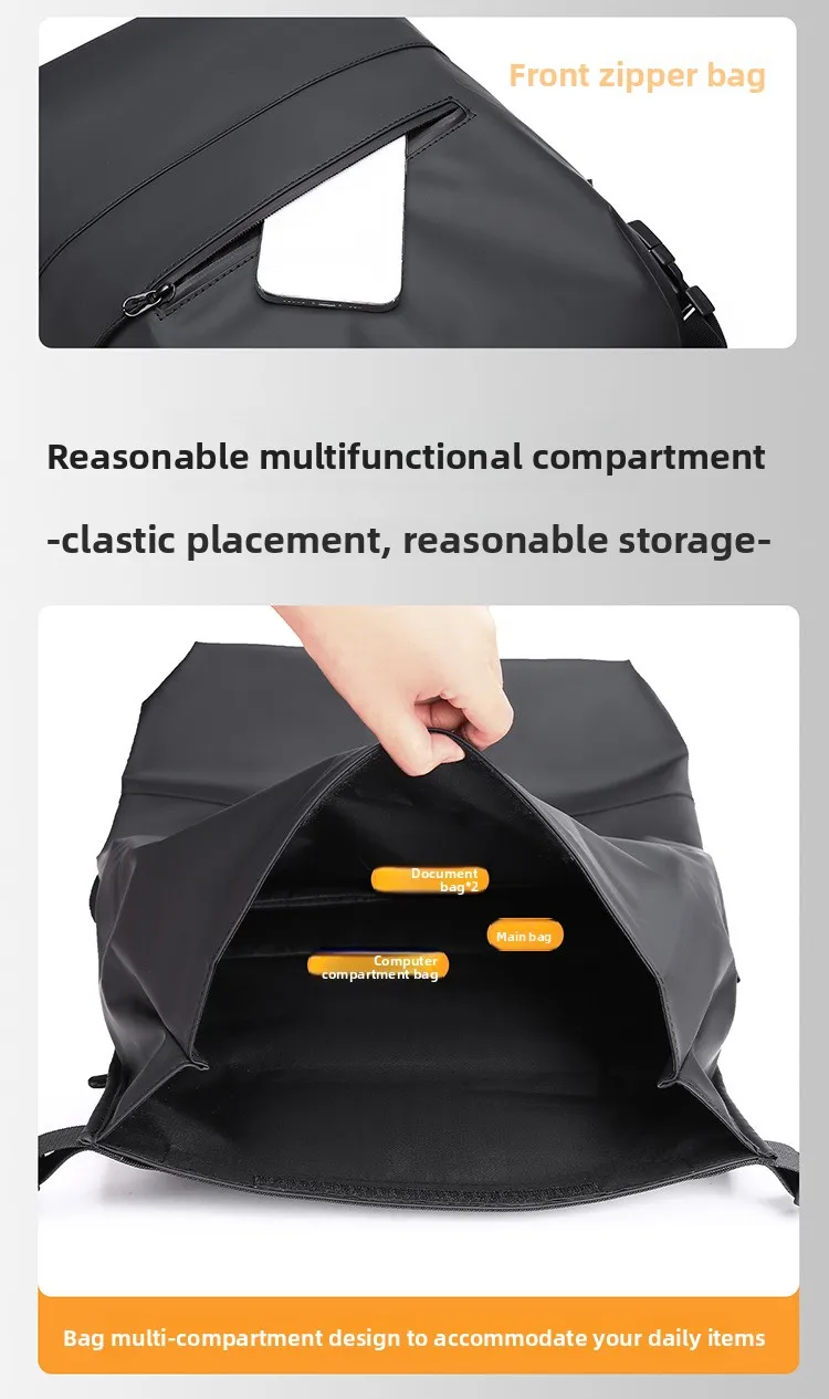 New Men's Large-capacity Travel Backpack with A Fashionable Folding and Rollable Mouth for Outdoor Leisure and Water Repellent