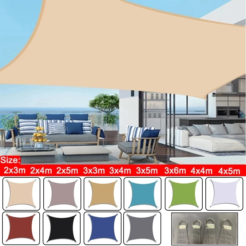 

Outdoor Awnings Waterproof Sun Shade Sail Garden Canopi For Terrace Car Canvas Awning Rectangle Pool Sun-Shelter Sunshade Sail