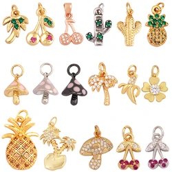 Kirsche Ananas Banane Kaktus Pilz Kokosnuss baum 18 Karat Gold Charm Anhänger, Armreif Ohrring Halskette Schmuck Ergebnisse liefern n30