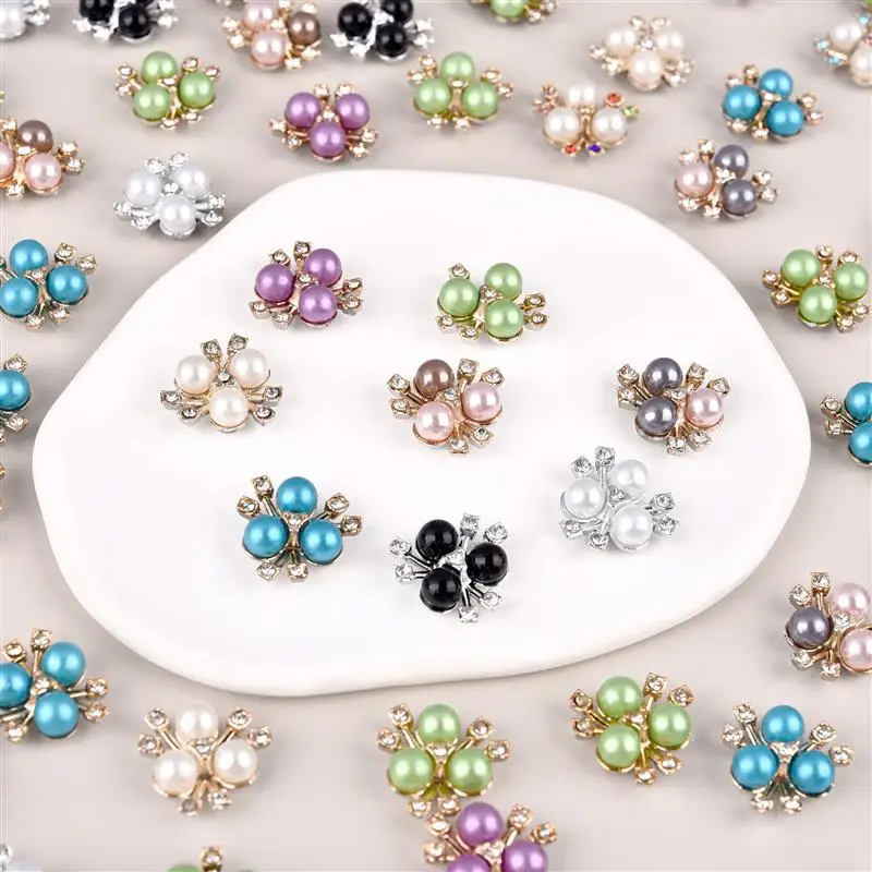 20PCS ผ้า Charms ABS อุปกรณ์ตกแต่ง Clog Rhinestone ลูกปัดมุก DIY หัวเข็มขัดรองเท้าเสื้อผ้าเครื่องประดับสําหรับของขวัญปาร์ตี้