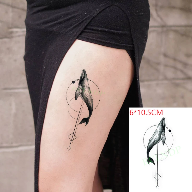 Waterproof Temporary Tattoo Sticker Whale circle jump sexy cool ins Body Art flash tatoo fake tatto for Women Men