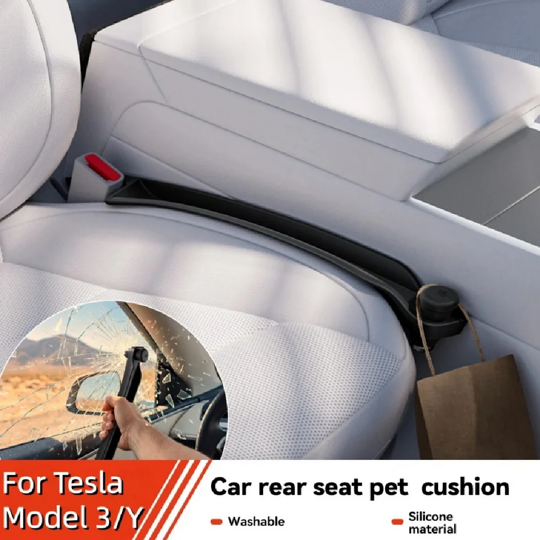 YZ For Tesla Car Seat Gap Filler Car Seat Gap Plug Strip with Emergency Escape Tool tungsten steel Safety Hammer Fit For All Car