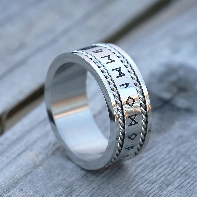 Freeshipping Retro 316L Edelstahl Wikinger Runen & Knoten Ring für Mann Frauen Modeschmuck Paar & Hochzeitsgeschenk