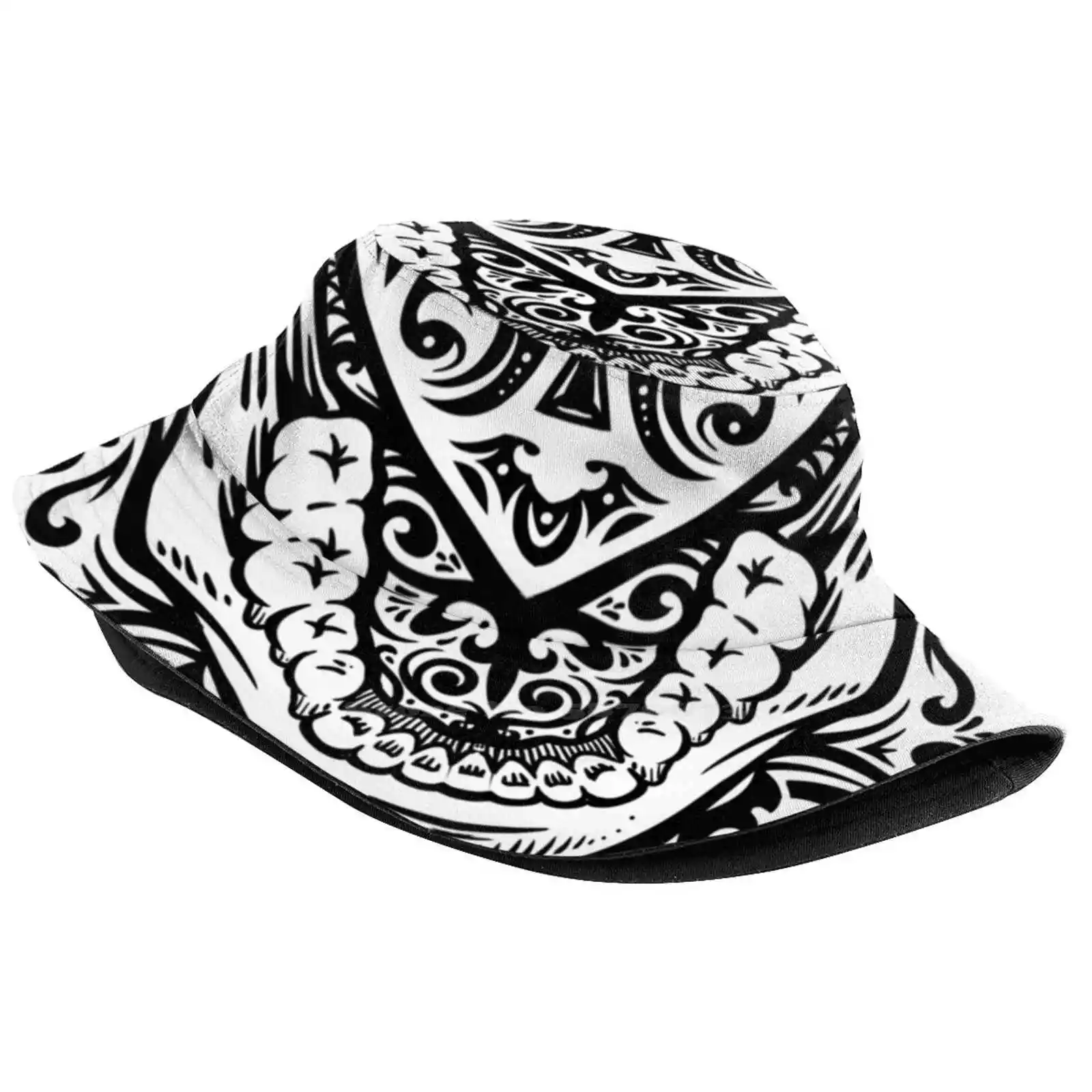 The Key To My Teeth Foldable Panama Bucket Hat Cap Skull Bone Heart Key Lock Horror Metal Punk