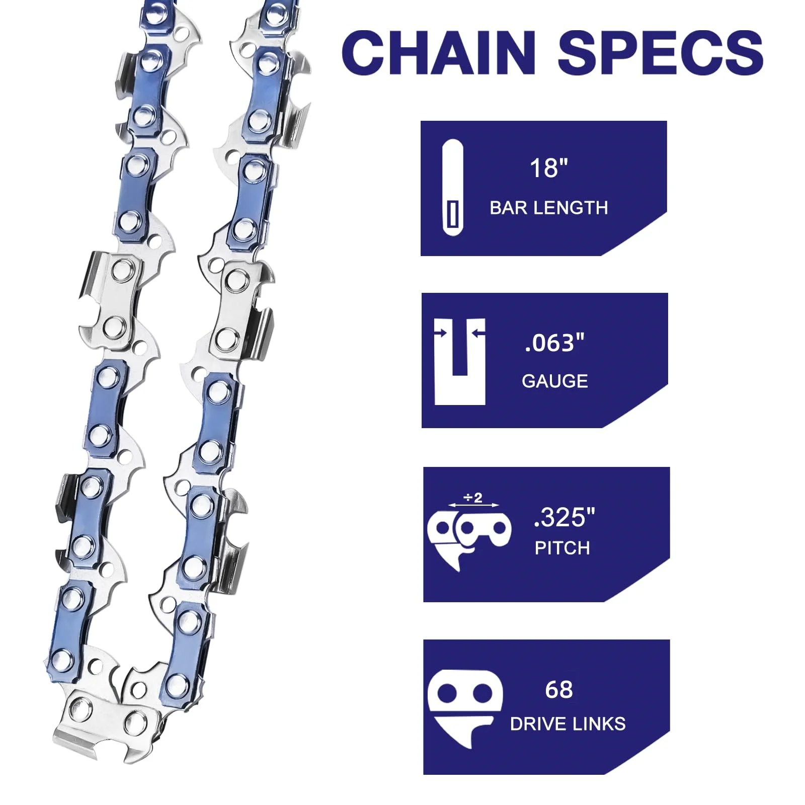 4 Pack 18 Inch Chainsaw Chain.325