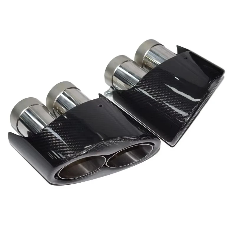 Carbon Fiber Exhaust Pipe Tips For Audi S7 S6 S5 S4 S3 RS6 End 2-Inlet Tail For Models A4 And A3