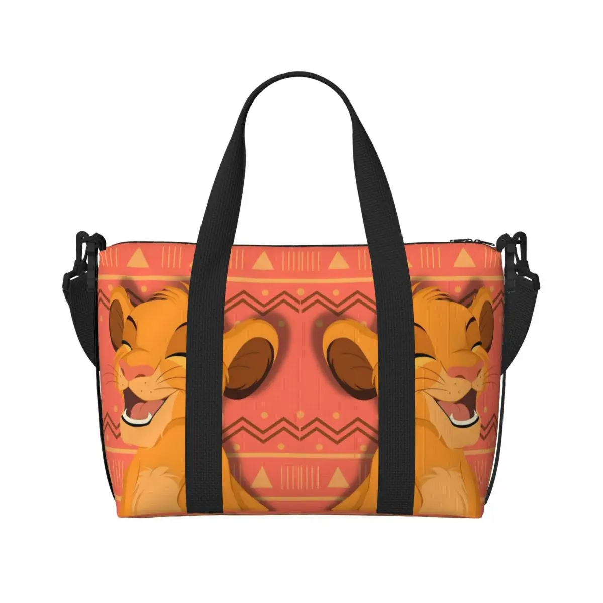 

Custom The Lion King Graphic Beach Tote Bag Women KawaiiSimba Cub Film Large Compartment Gym Beach Travel Bags