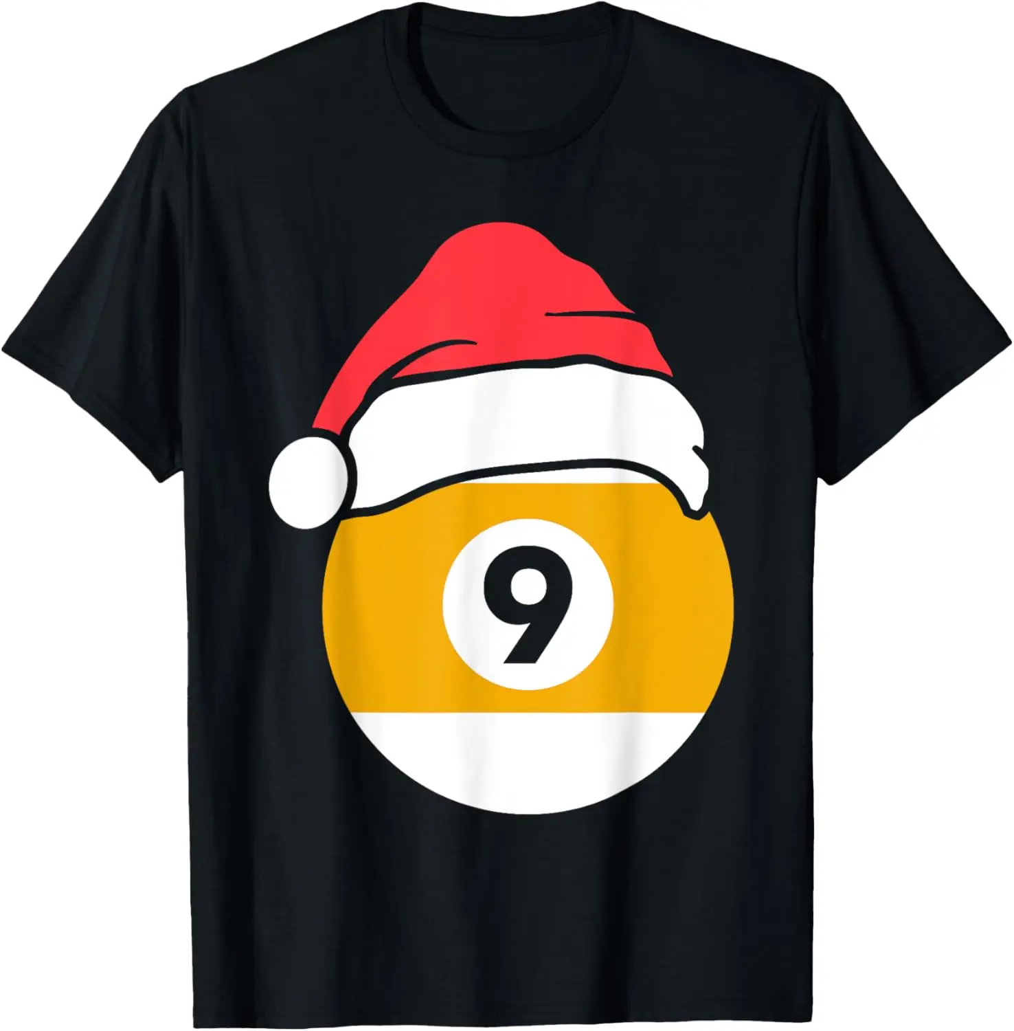 Number 9 Pool Ball, Billiard Christmas Santa Hat T-Shirt  Funny Shirt Customizable Custom Printed Graphic T Shirts Ropa Hombre