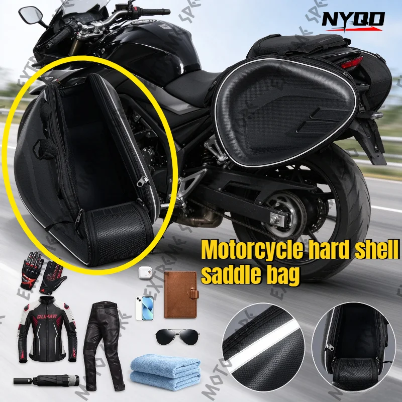 Motorcycle Waterproof Saddlebags 36L-58L Expandable Capacity Panniers Side Helmet Riding Travel Bags