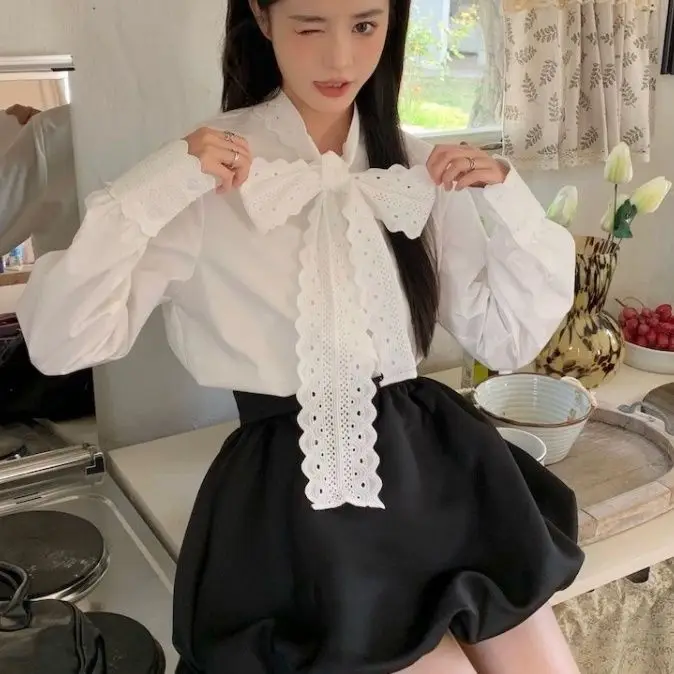 

Женская рубашка с эффектом похудения, весенне-осенний дизайн с застежкой талии, уникальный французский винтажный короткий топ для миниатюрных женщин JJ278