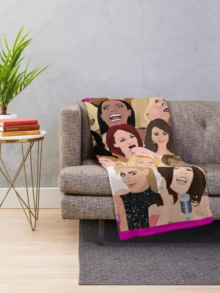 Real Housewives Montage (RHONY, RHOBH, RHOA, RHONJ, RHOP, RHOC, RHOSLC, RHOD, VPR) Throw Blanket Cute Luxury Designer Blankets