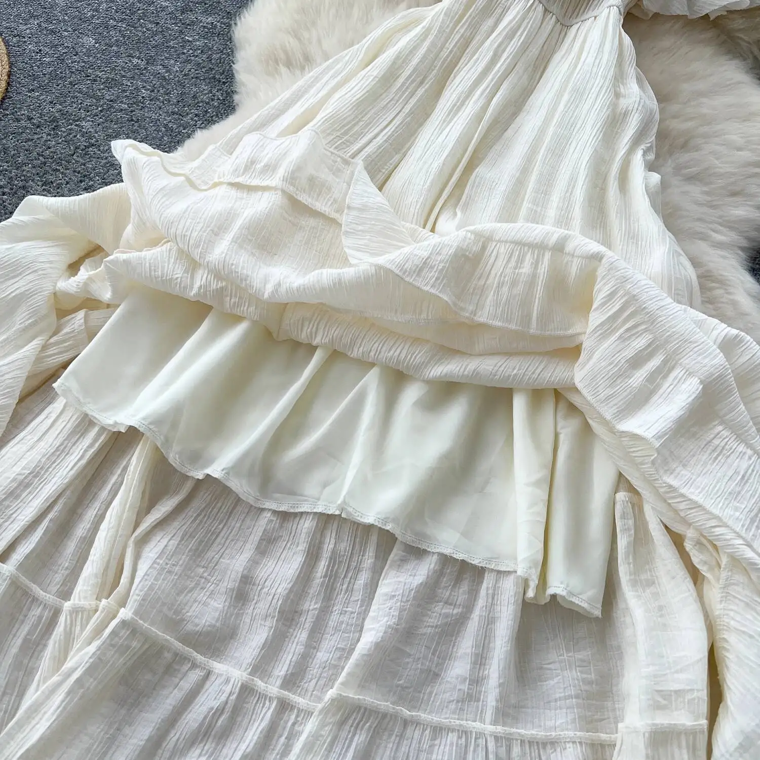 Women Sexy Off Shoulder Beach Dress Summer Lotus Leaf Splicing Waist Cinching Long Dresses Slim Vintage Boho Long Robe Vestidos