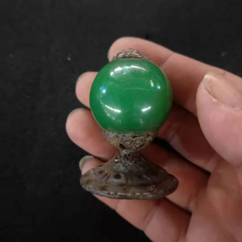 Antique Crafts Miscellaneous Antique Distressed (Officer's Cap Dry Green Jade Pot Cover Knob) Factory Wholesale