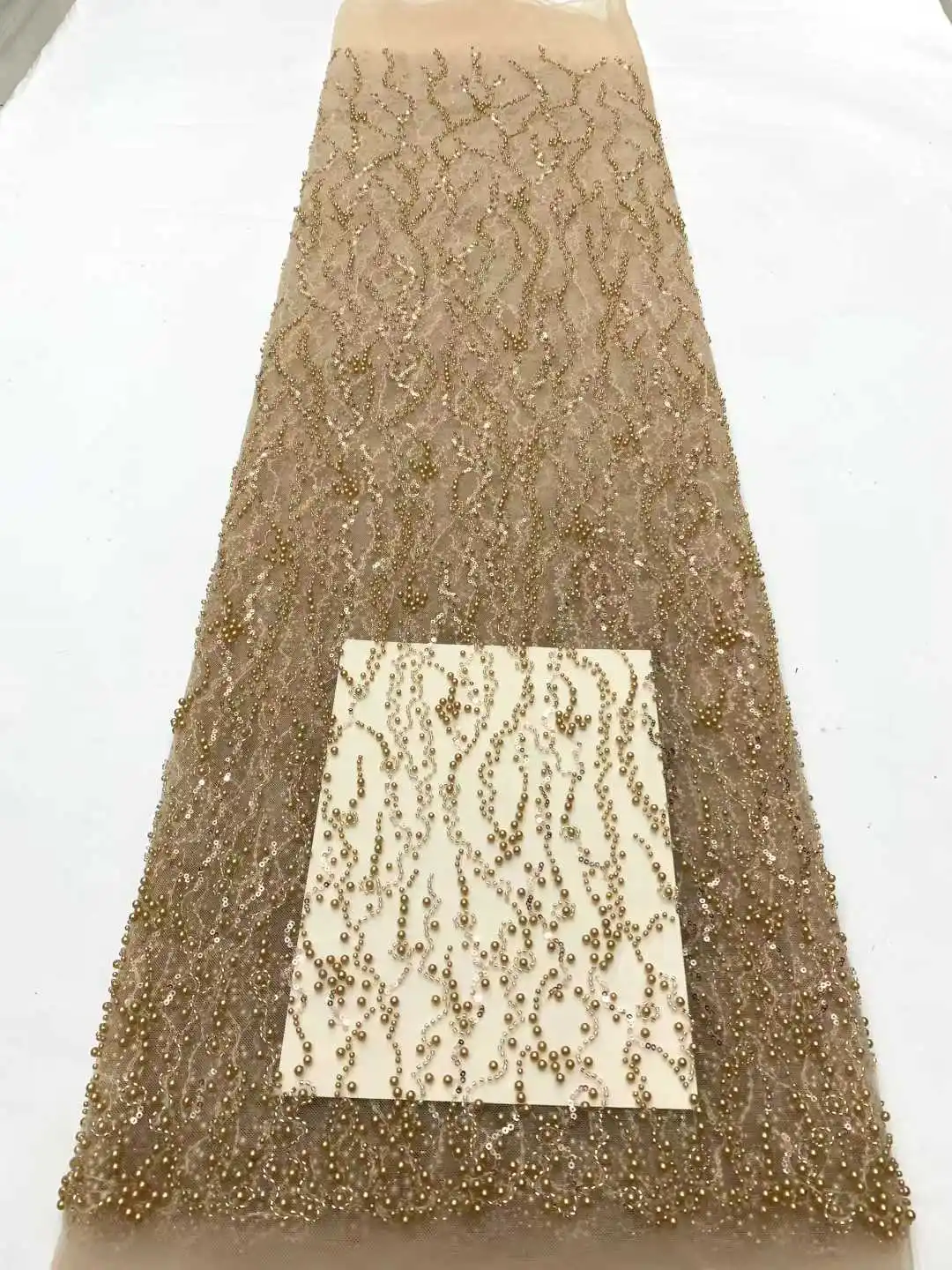   قماش دانتيل فرنسي 2025 تول عالي الجودة خرز لؤلؤ دانتيل 5 ياردات دانتيل شبكي ترتر أفريقي فاخر للنساء فساتين سهرة