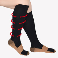 Unisex Copper Compression Stockings Women Men Anti Fatigue Pain Relief Compression Socks Nylon Varicose Vein Knee High Stockings