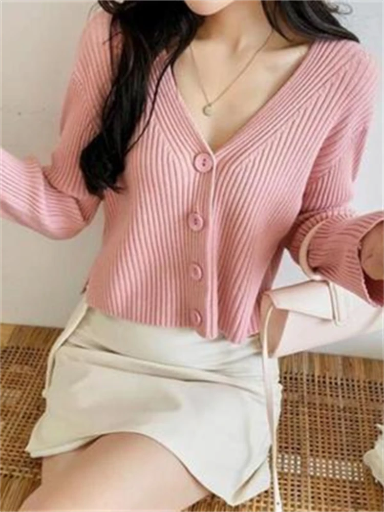 

Women Sweater Knitted Cardigan Oversize Girls Sweater Woman Short Spring Pullover Tops Mini Long Sleeve SEXY