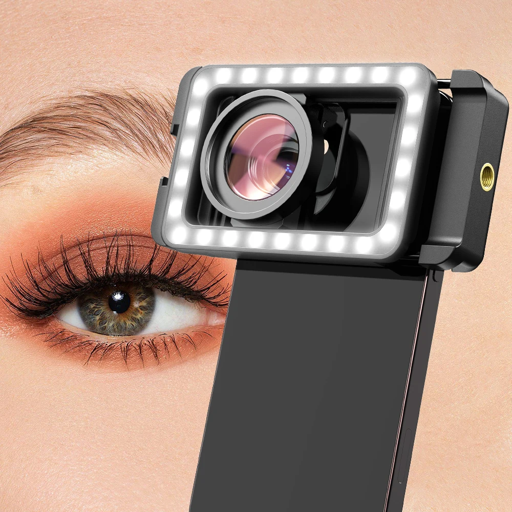 APEXEL HD 15x Phone Camera Macro Lens With LED Fill Light Universal Clamp Clip Micro Lenses For iPhone Samsung all Smartphones