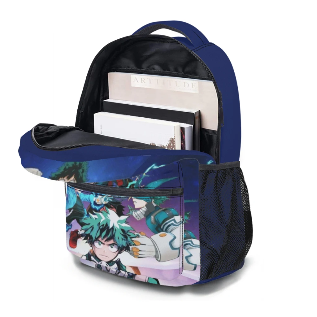 Anime My ForeAcademia Cartable pour enfants, grande capacité, sac à dos étudiant, dessin animé, lycée, 17 pouces