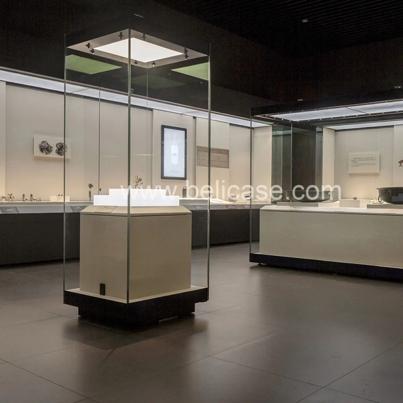 Lampu LED vitrine display kustom museum showcase kualitas tinggi Museum furniture kaca murah