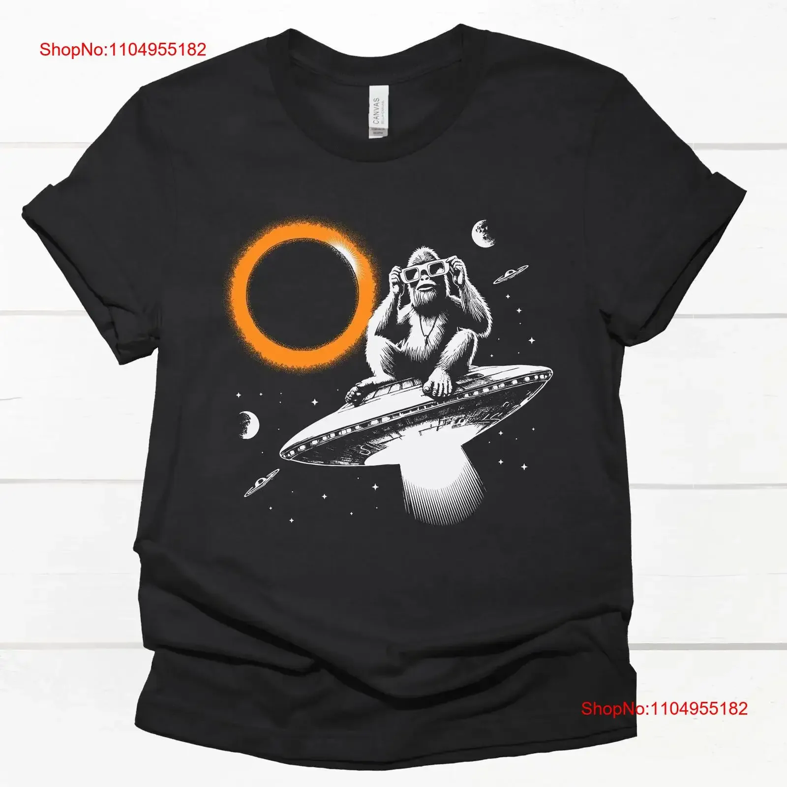 

Monkey UFO Total Solar Eclipse T Shirt Funny Alien Astronaut Space Astronomy Lover Galactic vintage Washed Stretched fashion