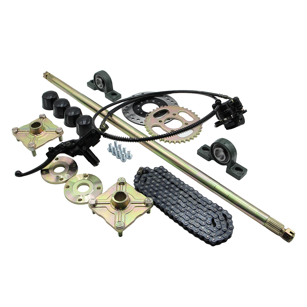 600/650/850/1000mm ATV Quad Go Karts rear axle complete assembly 4 /3 hole hub with Foot Lever Hydraulic Disc Brake 37T sprocket