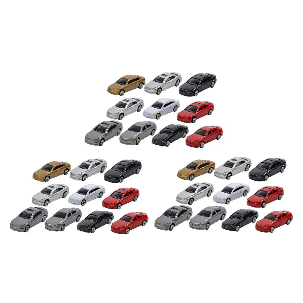 30 Pieces HO Model Mini Car :87 Mini Building Street Parking