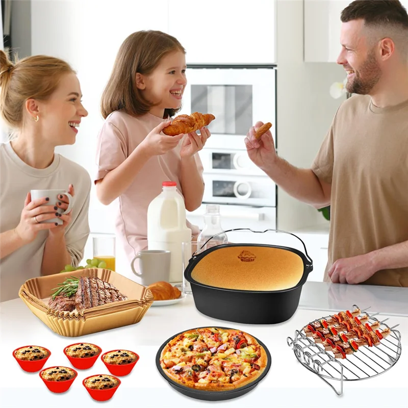 Accesorios para freidora de aire YCOC para Airfryer XL 6,2 L, Tefal 5 L,Cosori 4,7 L, accesorios para freidora de aire cuadrada sin BPA XL