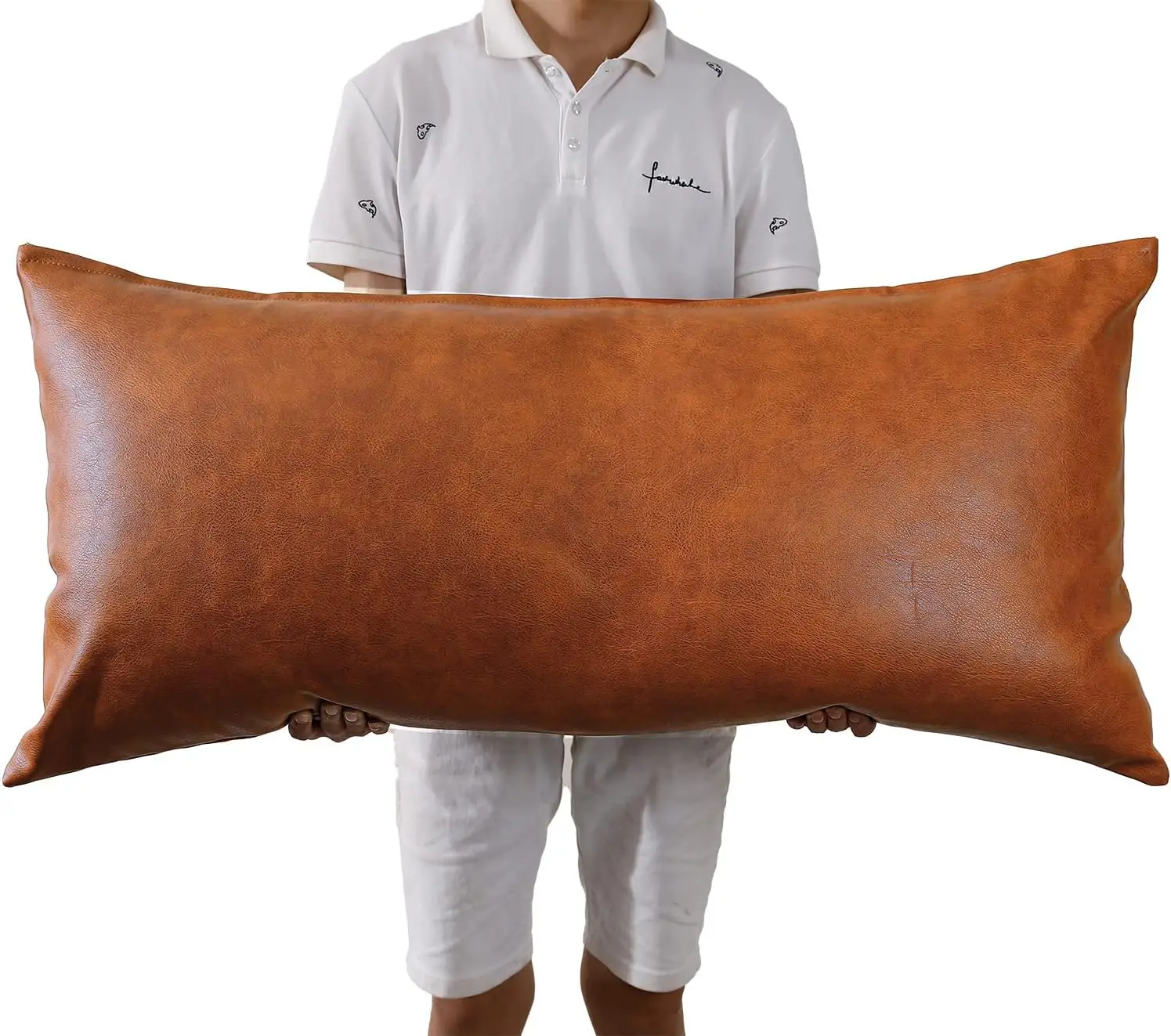 

Luxury Full Body Pillow Covers 20 X 40,Decorative Faux Leather Long Pillow Covers Lumbar Pillow Case Cushion Case For Sofa