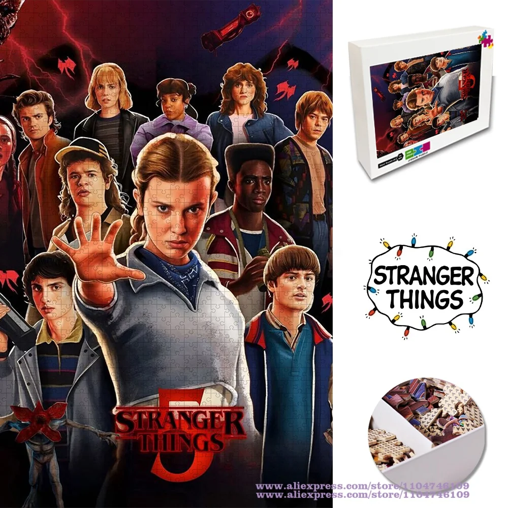 

Stranger Things Puzzle Jigsaw 108/200/300/500/1000/1500Pcs Characters Collection Intelligence Puzzles for Kids Home Decoration