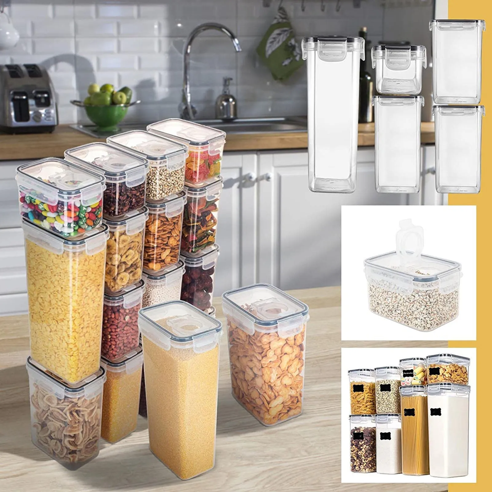 Airtight Food Storage Containers With Lid Pantry Organizer Cereal Dispenser Cereal Containers Food Storage Box Kitchen Organizer