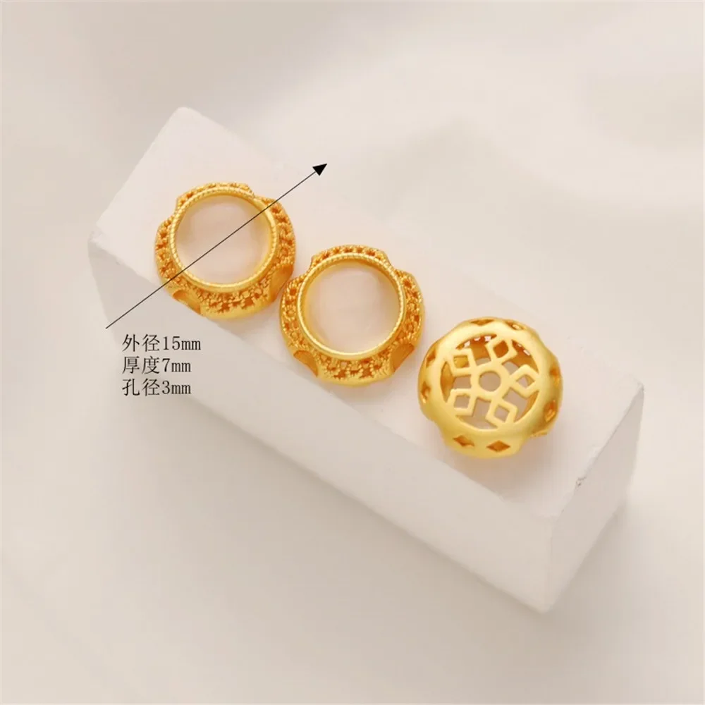 

1 шт., 18-каратное золото, цветной матовый золотой полый кошачий глаз, 15 мм, круглые ювелирные аксессуары «сделай сам», ожерелье, браслет с бусинами