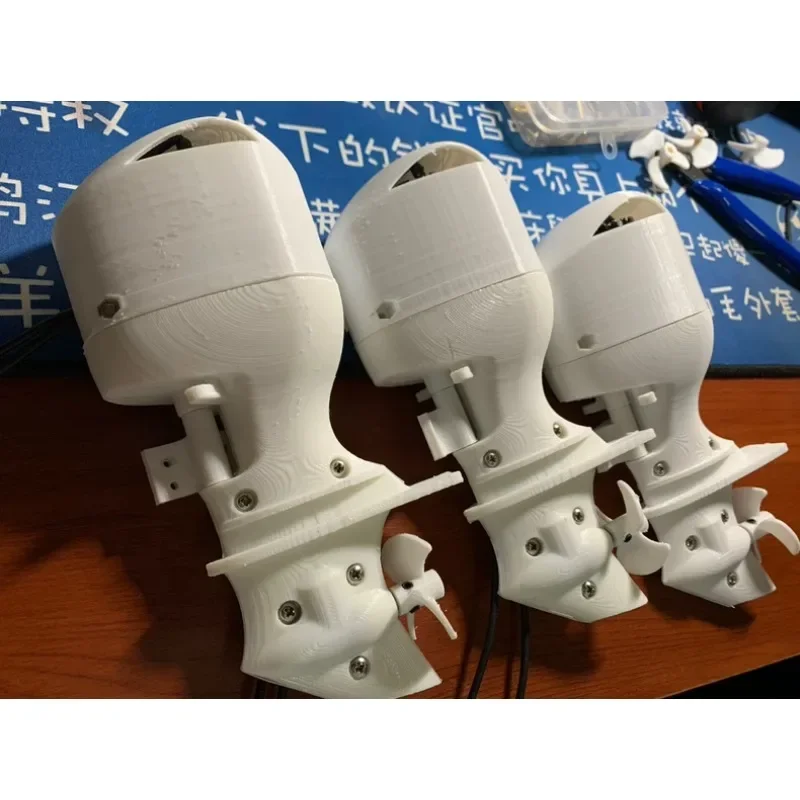 3D Printed Housing  Upgraded RC Boat Outboard Motor Thruster with Steel Gears, Flexible Coupling, 4mm Steel Shaft, 550 Motor