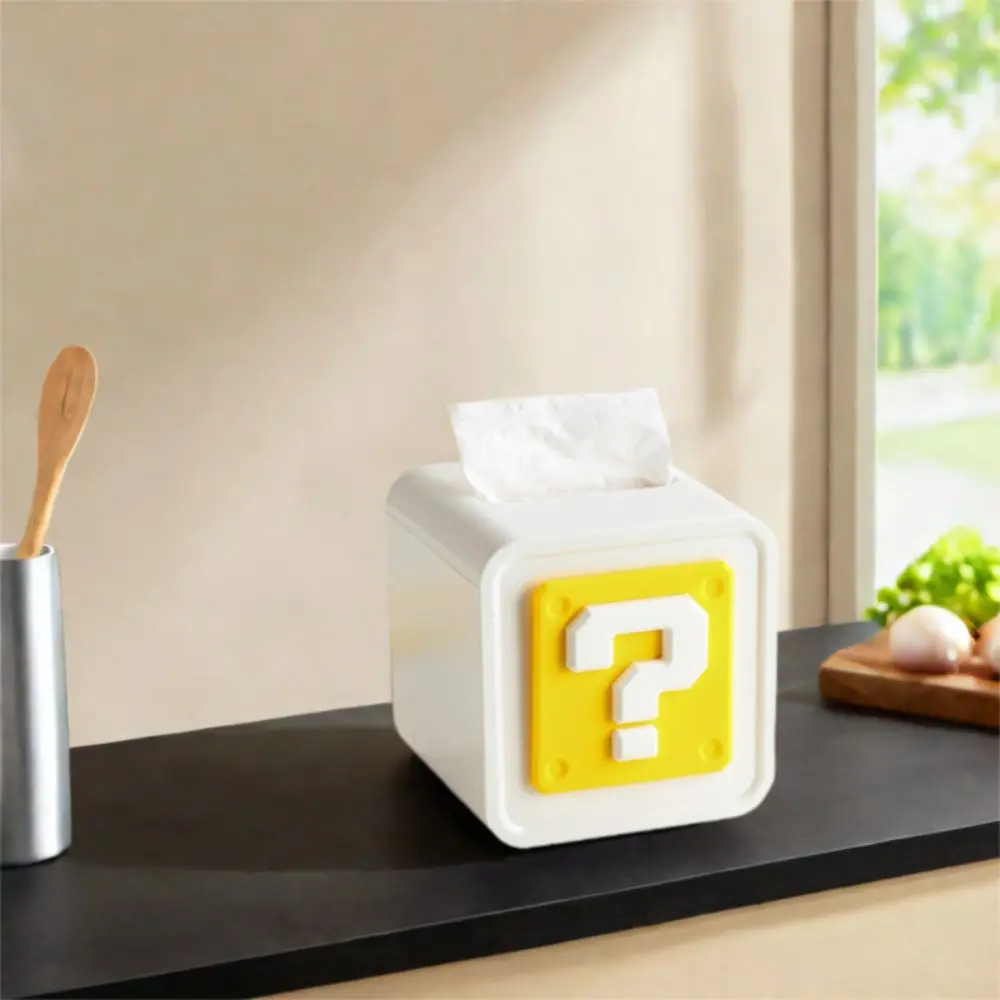 

Creative Square Tissue Box Dustproof Plastic Paper Drawer with Decorative Sticker Cartoon Tissue Case Bedroom