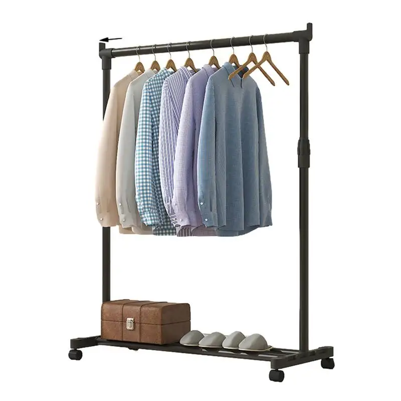 Telescopic Clothes Rack With Wheels Metal Telescopic Adjustable Garment Rack For Laundry Shop Living Room Bedroom For Steaming