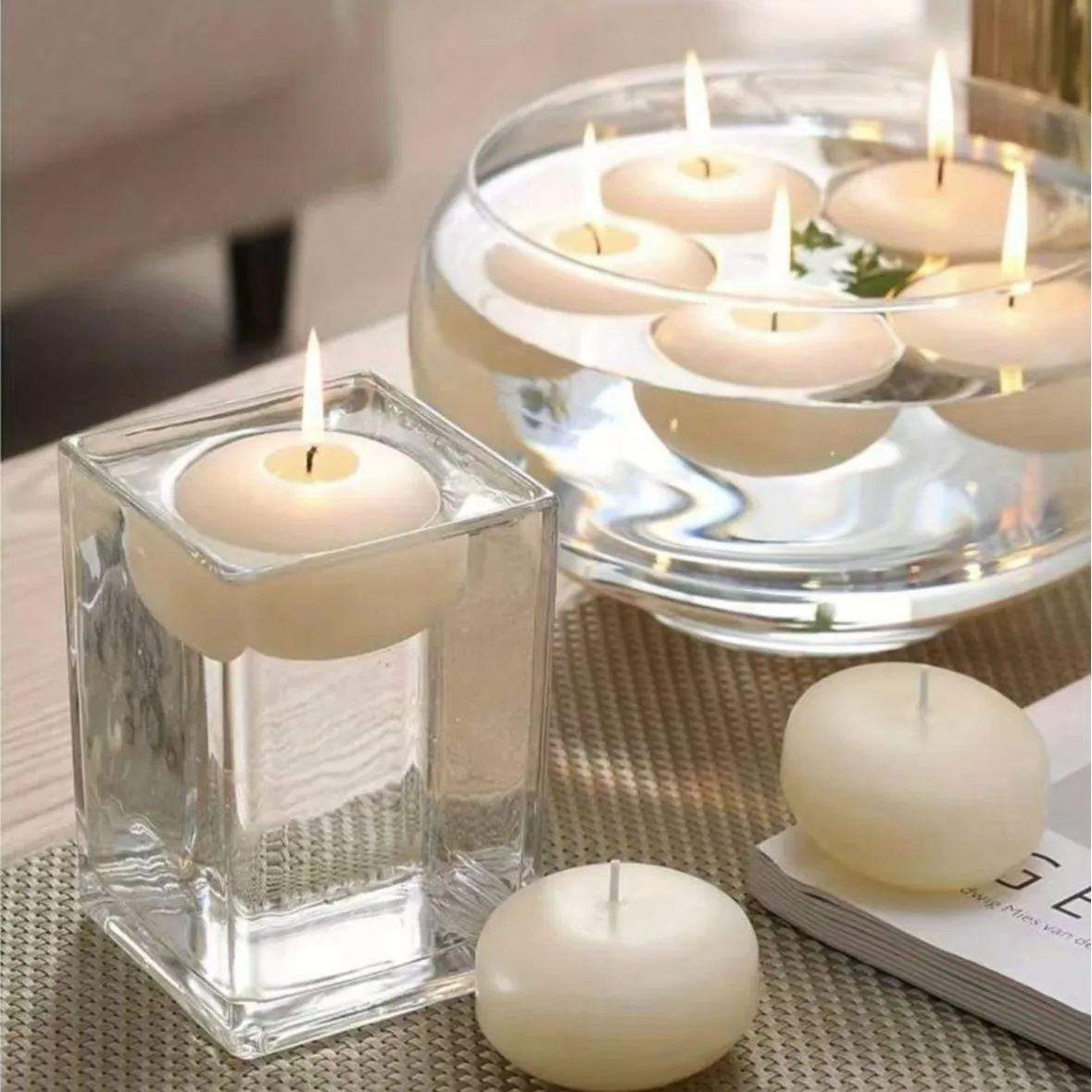 10-40PCS Small Floating Candles for Home Decoration Unscented Floating Candles for Christmas Holiday Weddings Centerpieces Decor