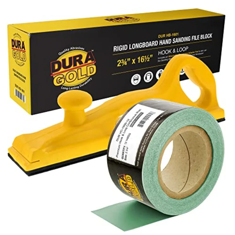 

Pro Series Rigid Longboard Hand Sanding File Block with Hook and Loop Backing and PSA Adapter Pad and 1500 Grit Green Sandpaper