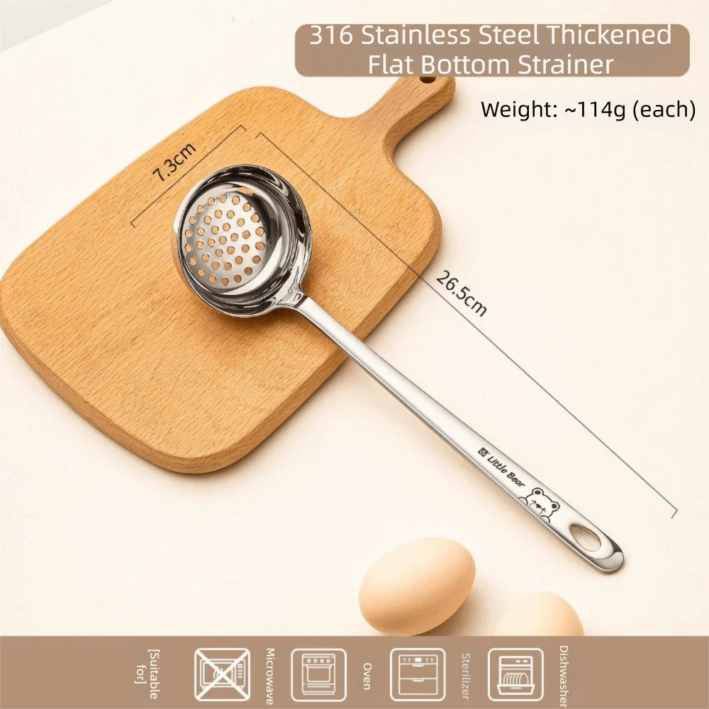 316 Stainless Steel Long Handled Soup Spoon High Temperature Resistance Silver Slotted Spoon Easy To Clean Large Capacity