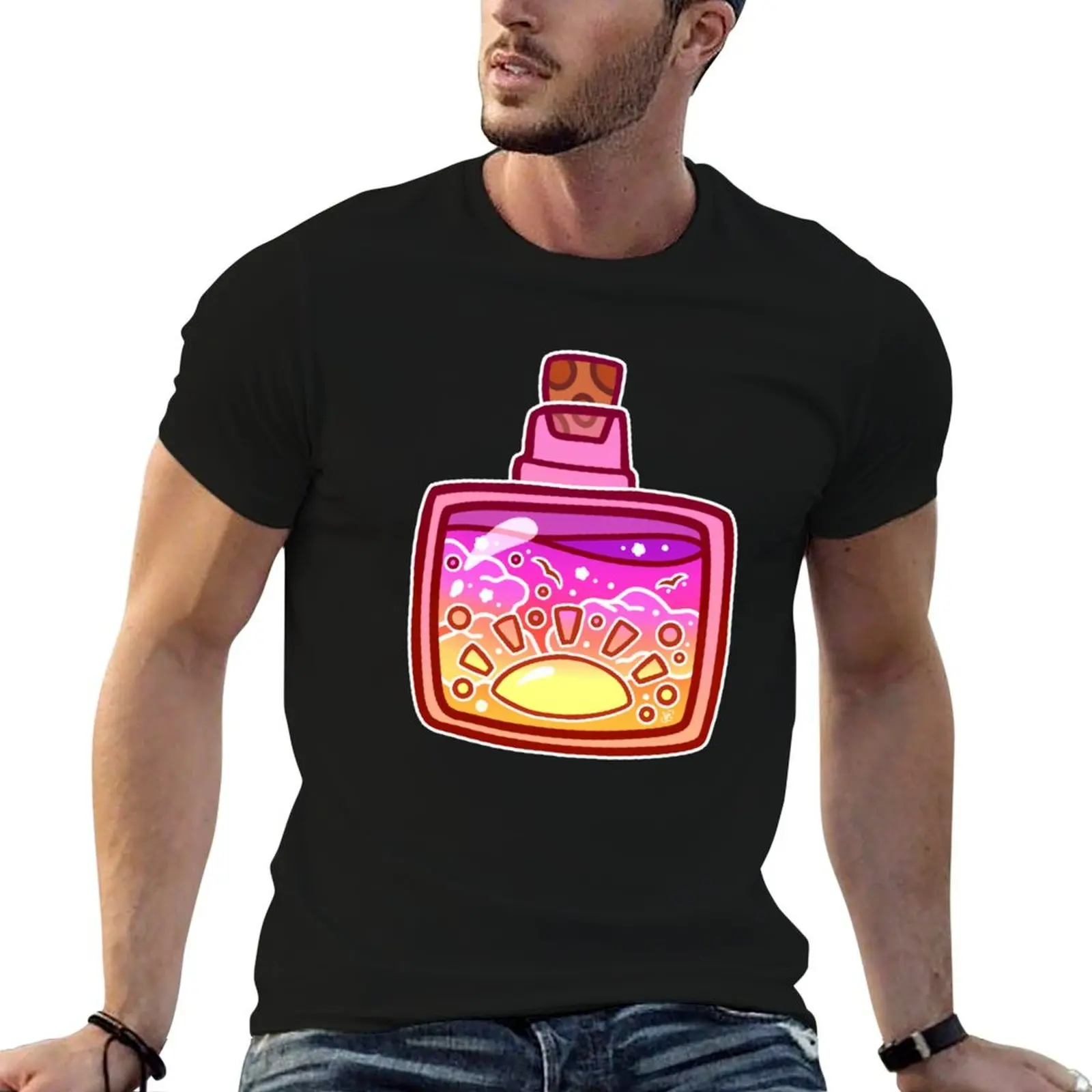 Sunset Potion Bottle T-Shirt Simple Print Design T-Shirt