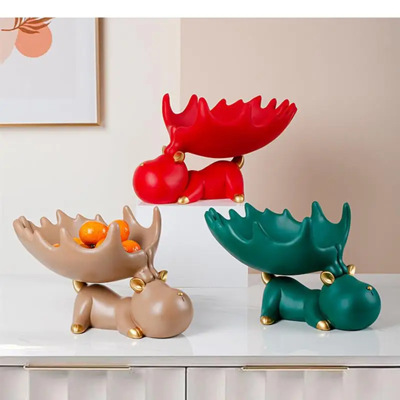 Resin Deer Storage Ornaments Animal Statue Crafts Groceries Organize Box Snack Tray Decorative Home Furnishings