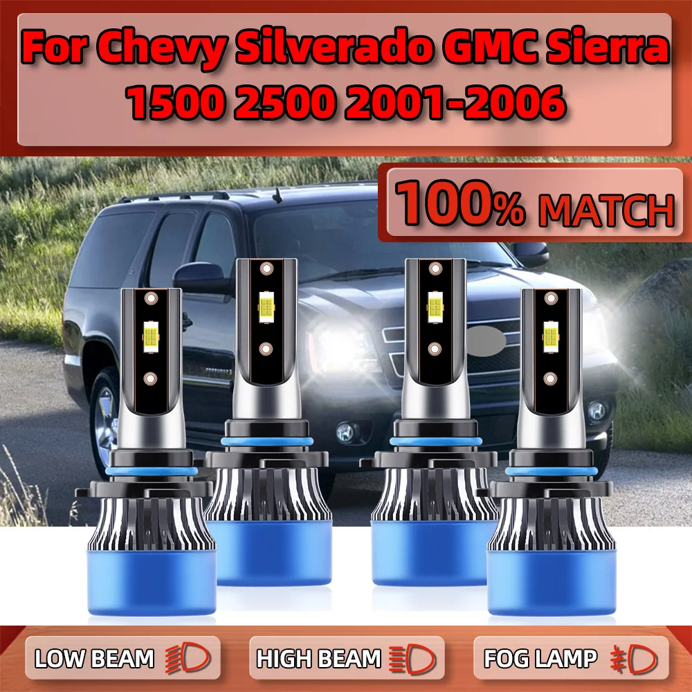 

Canbus LED Car Headlight 240W 40000LM Auto Headlamps 12V 6000K For Chevy Silverado GMC Sierra 1500 2500 2001-2003 2004 2005 2006