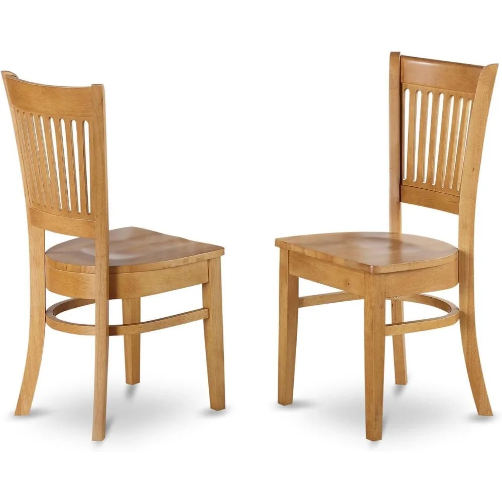 VAC-OAK-W Vancouver Kitchen Dining Chair - Slatted Back Wooden Chair, Set of 2，19.9