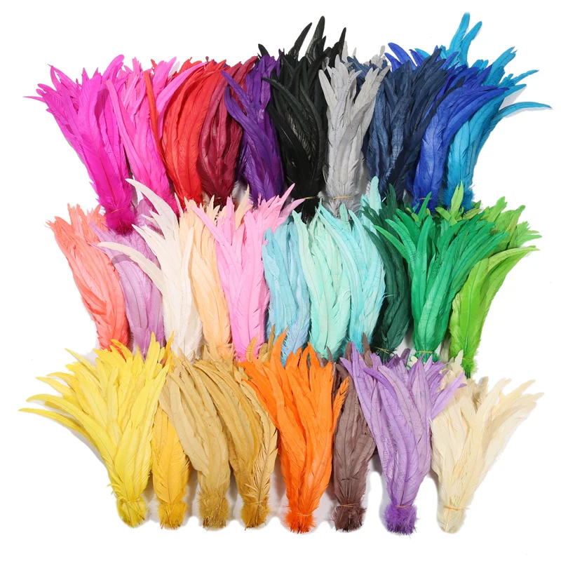 

500PCS 25-30CM 10-12 Inch Natural Real Chicken Tails Feathers Carnival Rooster Cock Plumes For Backpieces Headwear Crafts Making