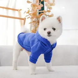 Warm Solid Color Pet Hoodie Polyester Comfortable Dog Hoodies Sweater Dog Hoody Soft Two-legged Dog Sweatshirt for Cats