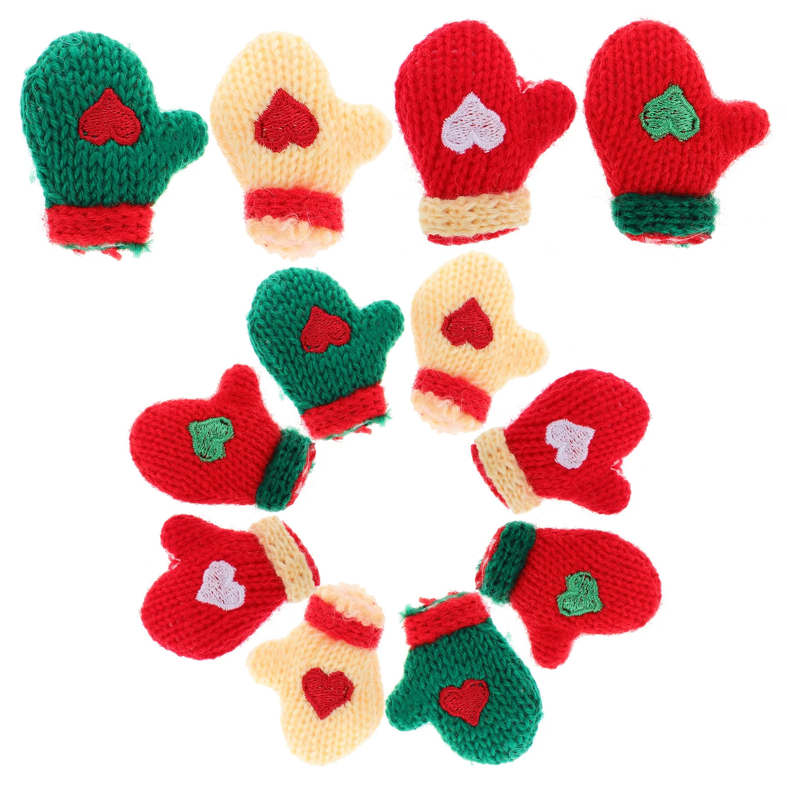 16 Pcs Christmas Woolen Knitted Gloves DIY Snowman Mini Hair Clips Bottle Knitting Plush Decorative for Crafts Child Oven